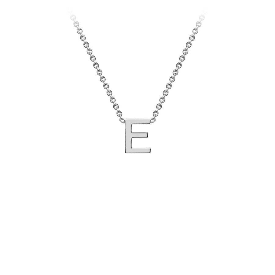 9K White Gold 'E' Initial Adjustable Necklace 38cm/43cm | The Jewellery Boutique Australia