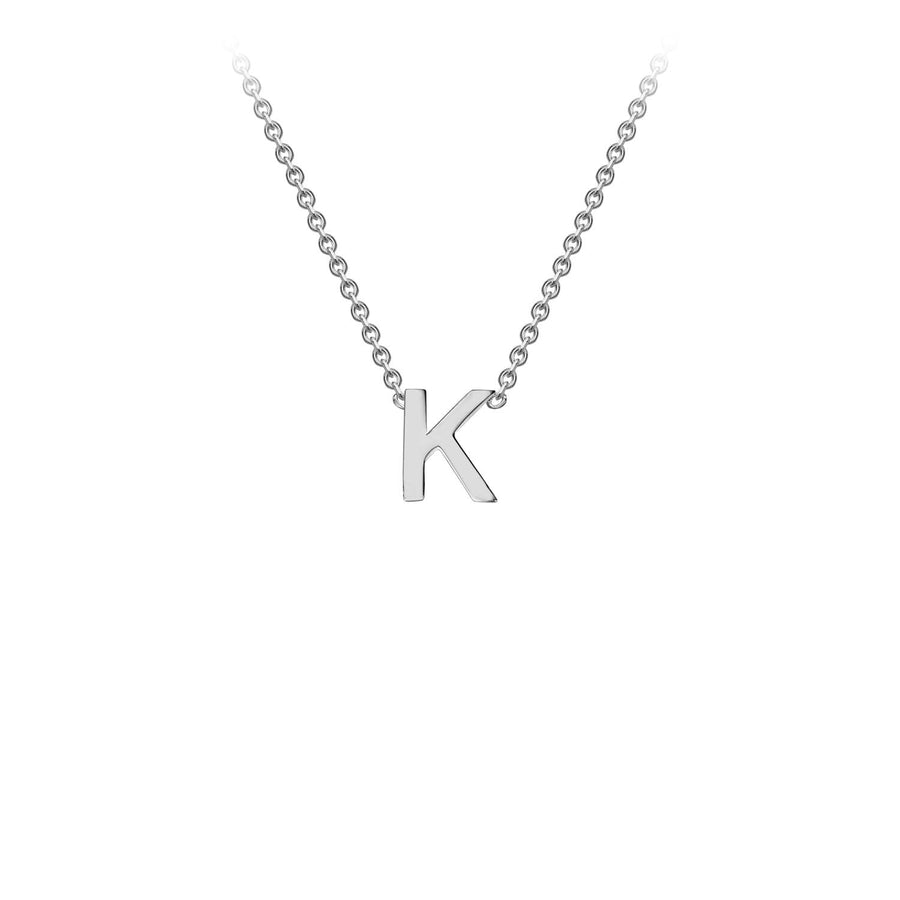 9K White Gold 'K' Initial Adjustable Necklace 38cm/43cm | The Jewellery Boutique Australia