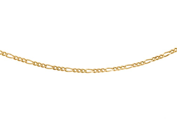 9K Yellow Gold 30 Diamond Cut Figaro 3+1 Necklace 50cm