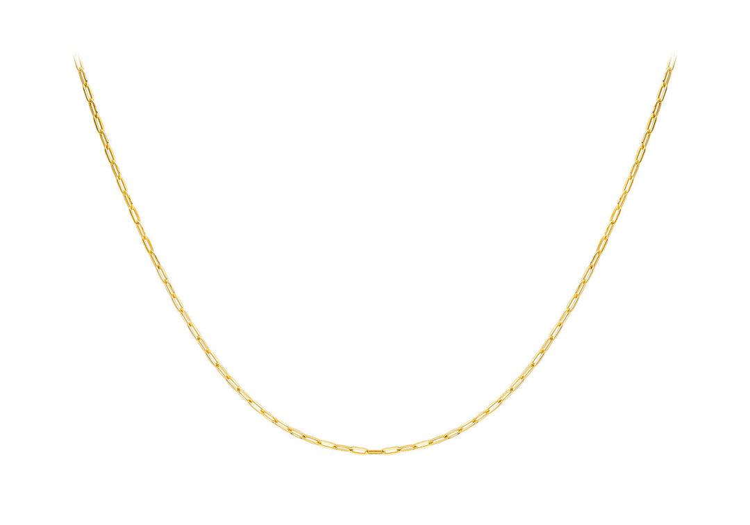 9K Yellow Gold Paper Chain Necklace 50 cm