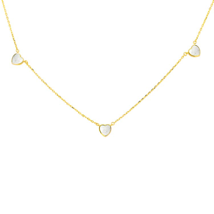 9K Yellow Gold Mop Heart Necklace 41+2.5cm - B & S Lyncris Jewellers