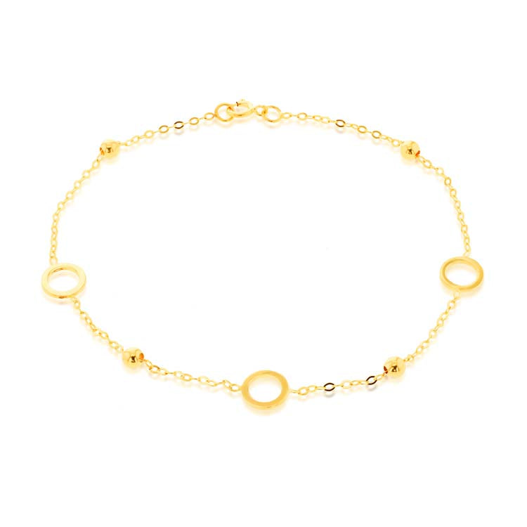 9K Yellow Gold Circle Bead Bracelet 19cm - B & S Lyncris Jewellers