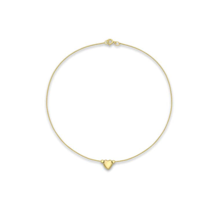 9K Yellow Gold Heart Box Chain Anklet 24cm - B & S Lyncris Jewellers
