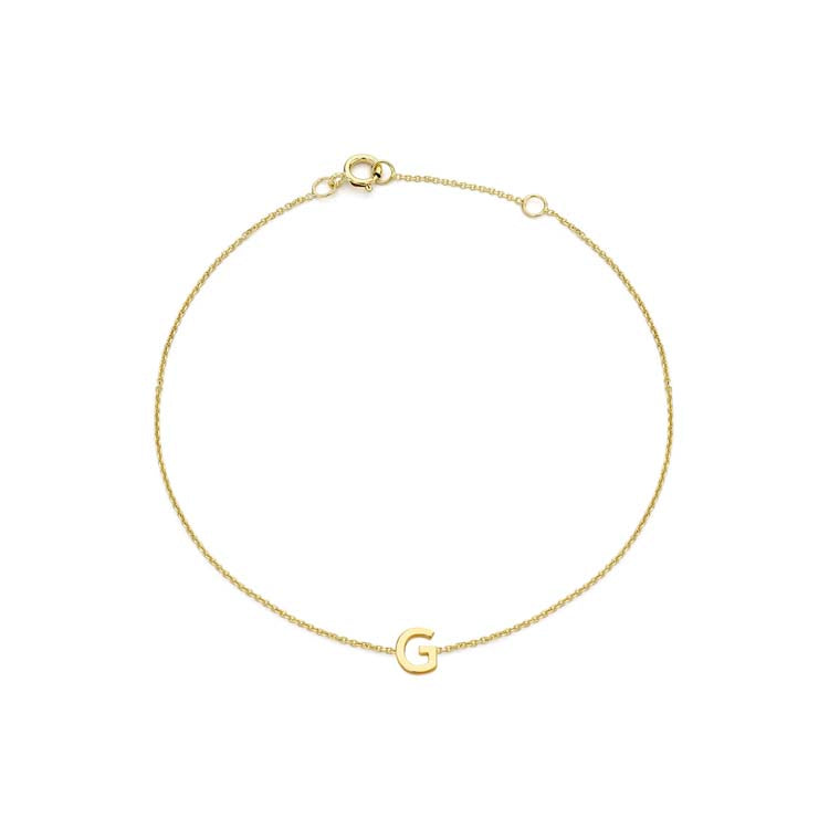 9K Yellow Gold Mini Initial 'G' Bracelet 15.5-19cm - B & S Lyncris Jewellers