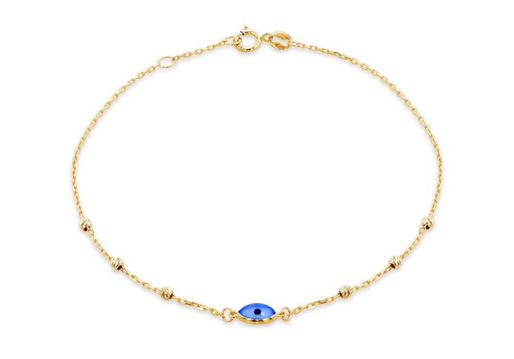 9K Yellow Gold Evil Eye Dc Ball Bracelet 19cm - B & S Lyncris Jewellers