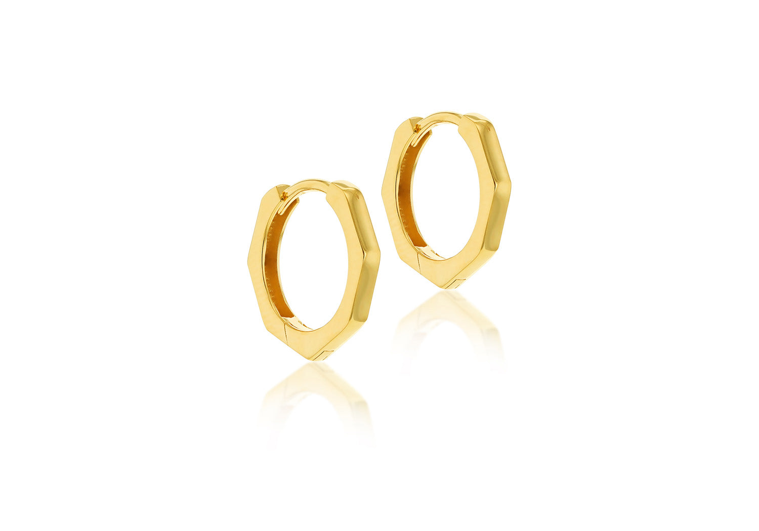 9K Yellow Gold Hexagon Huggies - B & S Lyncris Jewellers
