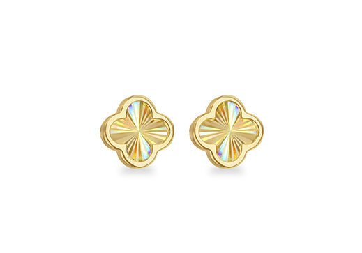9K Yellow Gold Rainbow Petal Stud Earrings - B & S Lyncris Jewellers