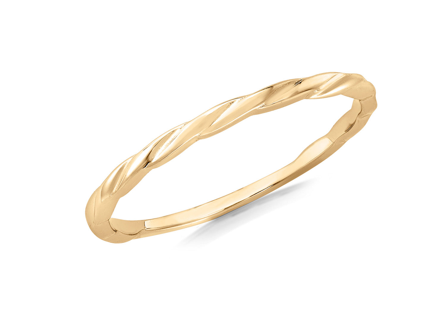 9K Yellow Gold Twist Slim Stacker Ring - B & S Lyncris Jewellers