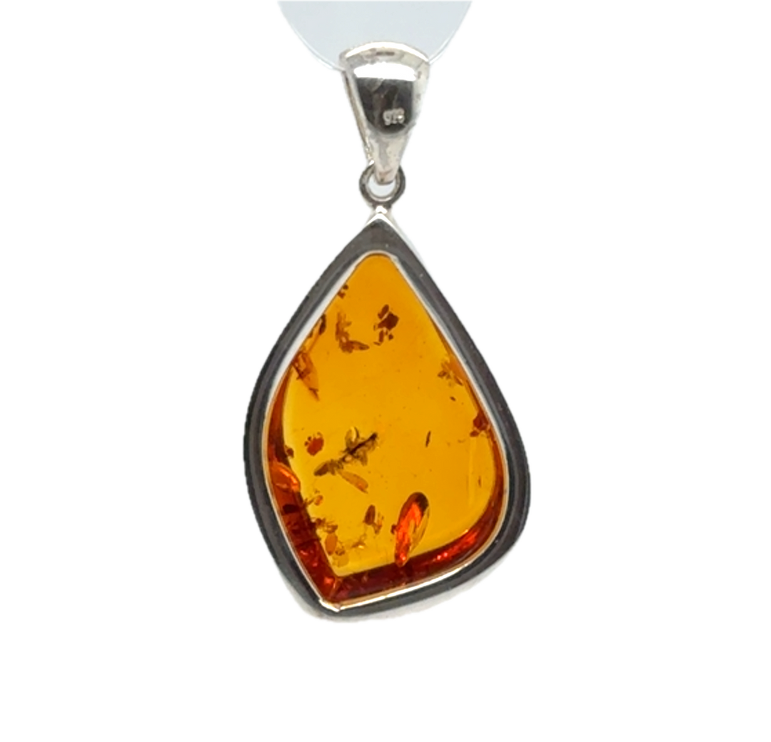 Sterling Silver Baltic Amber Drop Pendant