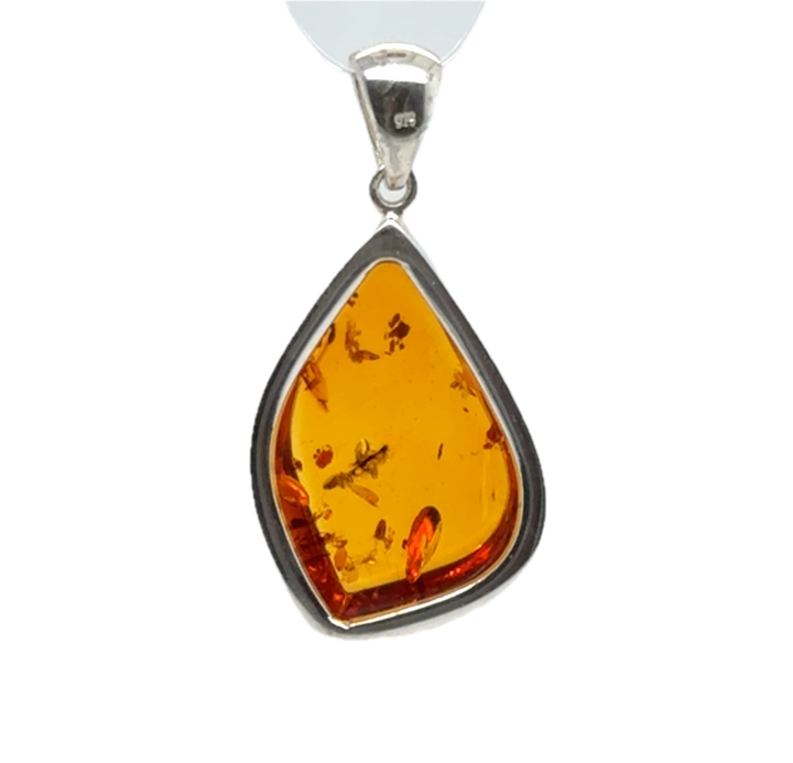 Sterling Silver Baltic Amber Drop Pendant