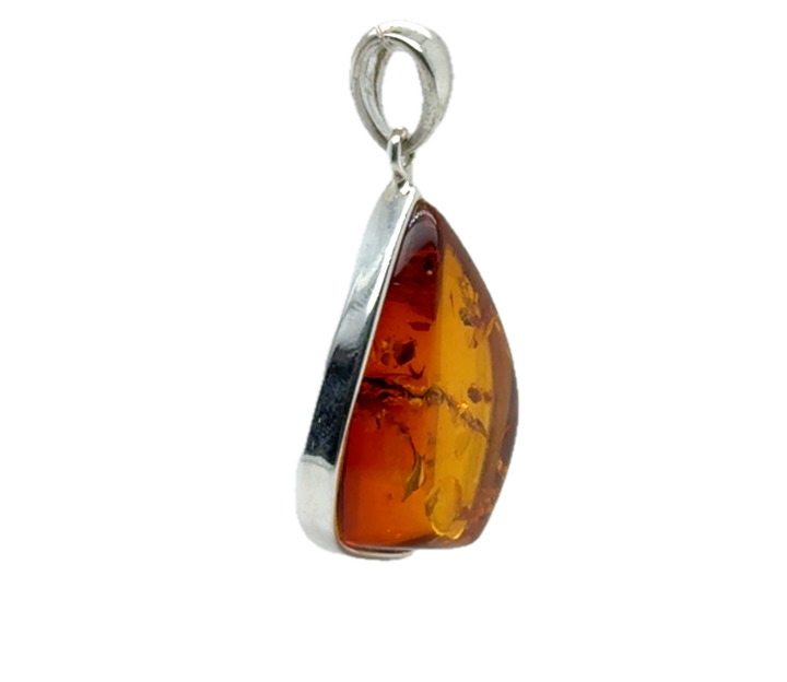Sterling Silver Baltic Amber Drop Pendant