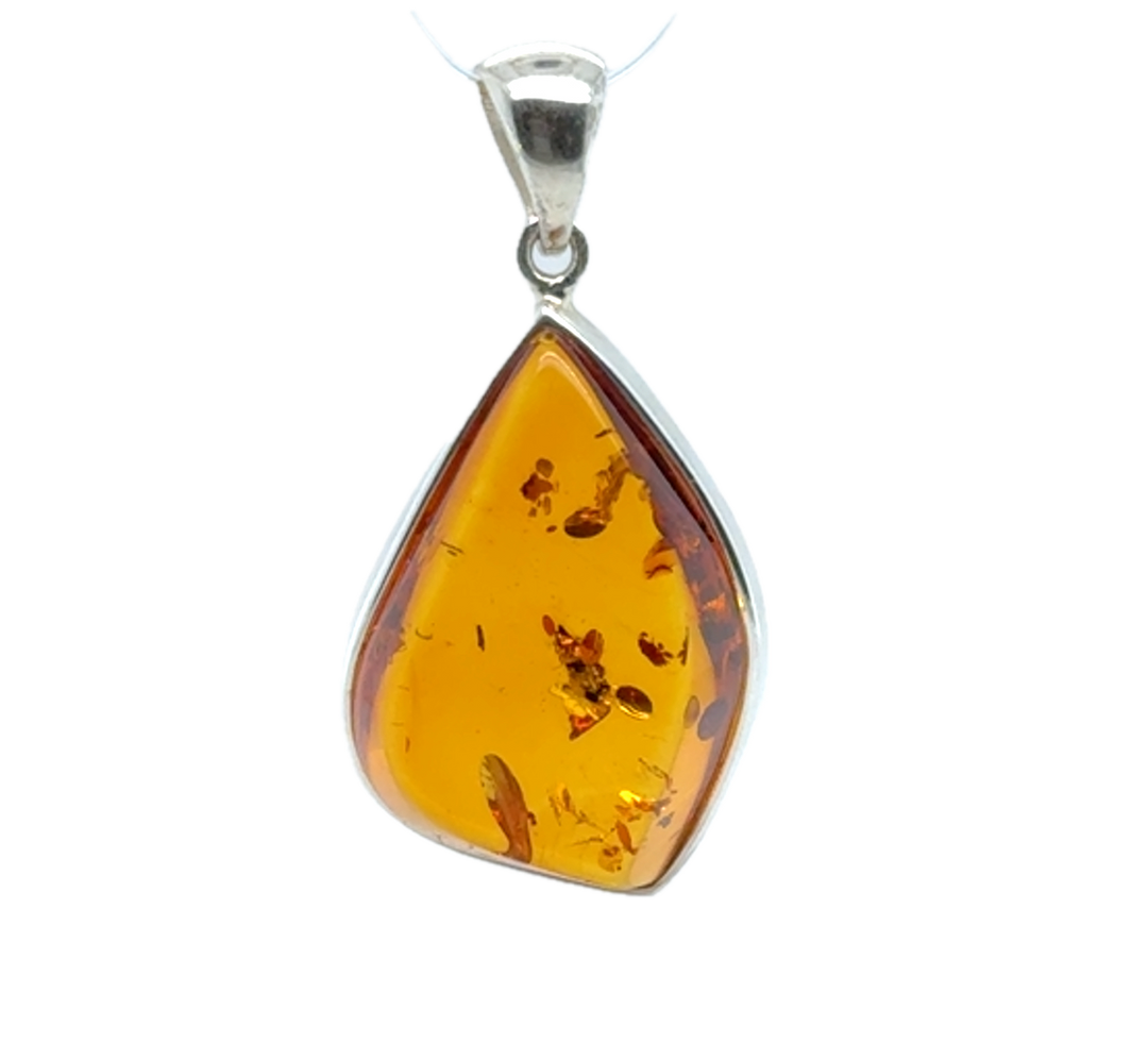 Sterling Silver Baltic Amber Drop Pendant