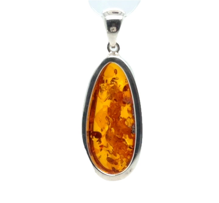 Sterling Silver Baltic Amber Drop Pendant