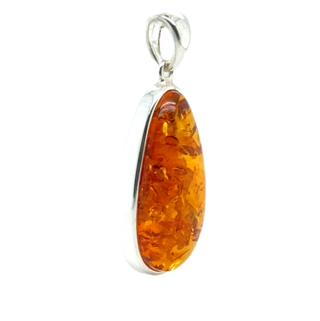 Sterling Silver Baltic Amber Drop Pendant
