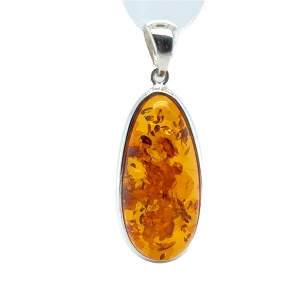 Sterling Silver Baltic Amber Drop Pendant