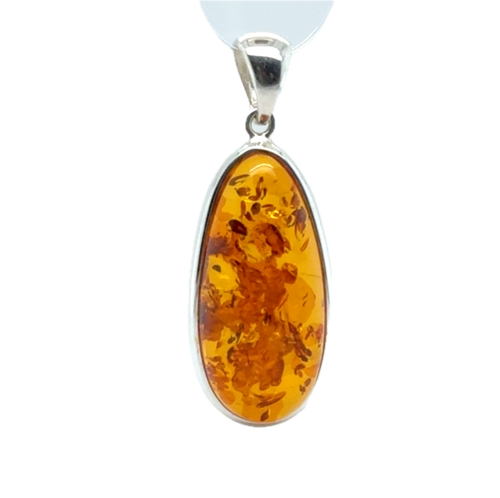 Sterling Silver Baltic Amber Drop Pendant