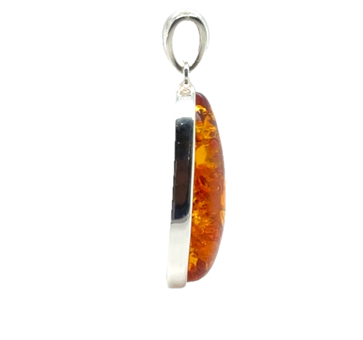 Sterling Silver Baltic Amber Drop Pendant
