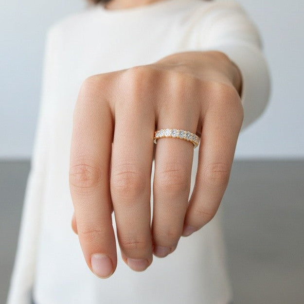 18ct Yellow Gold Claw Set Half Eternity Diamond Ring