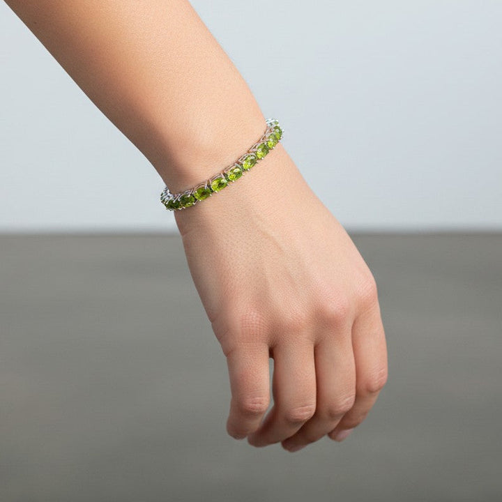 Sterling Silver Oval Peridot Tennis Bracelet