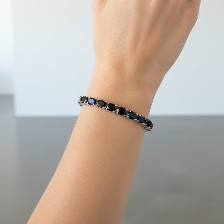 Sterling Silver Black Onyx Tennis Bracelet
