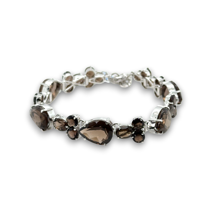 Sterling Silver Natural Smokey Quartz Bracelet