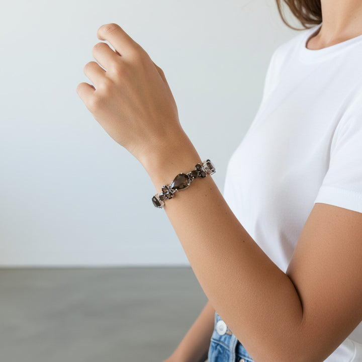 Sterling Silver Natural Smokey Quartz Bracelet