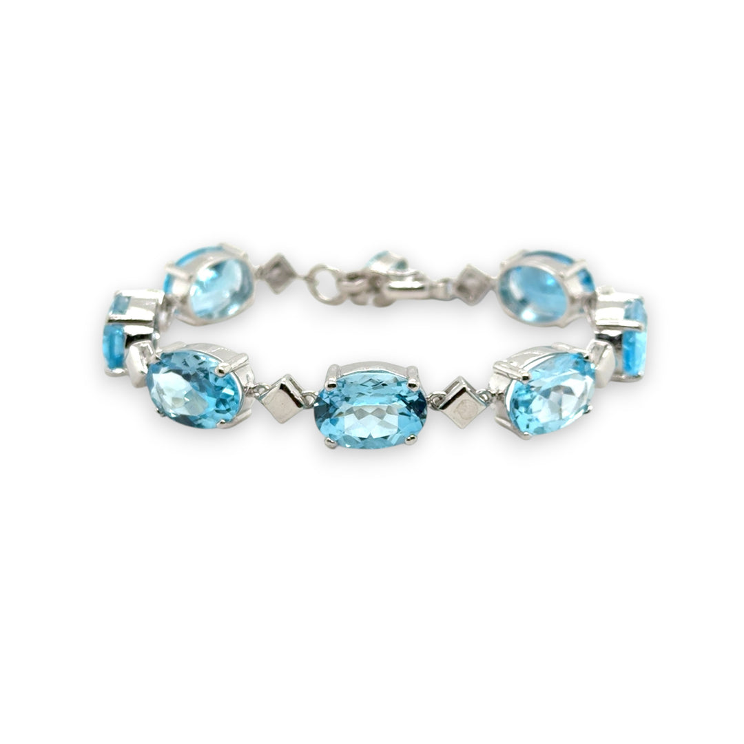 Sterling Silver Natural Blue Topaz Bracelet