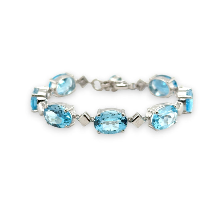 Sterling Silver Natural Blue Topaz Bracelet