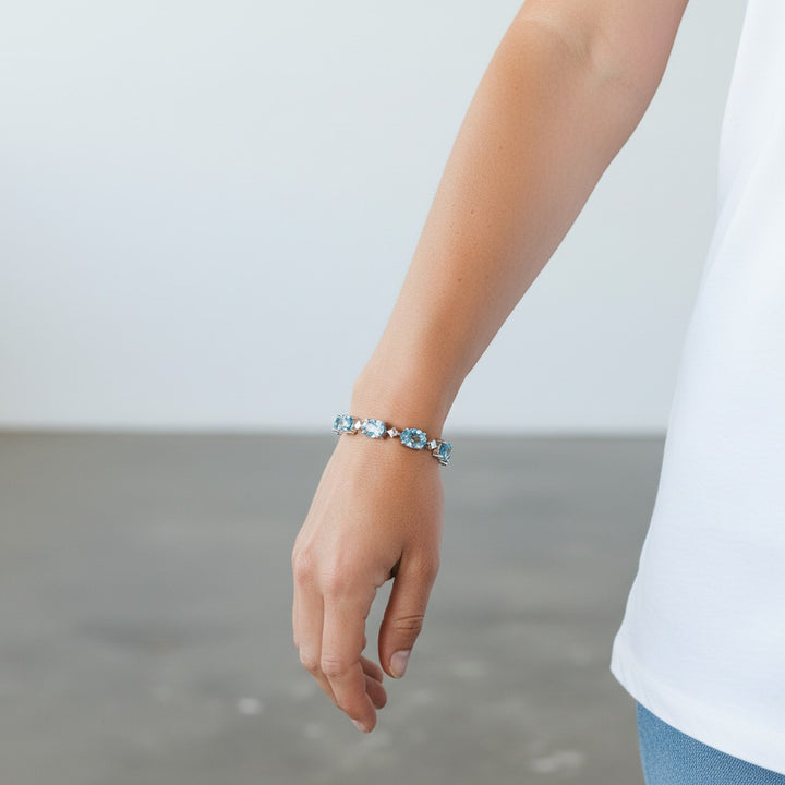 Sterling Silver Natural Blue Topaz Bracelet