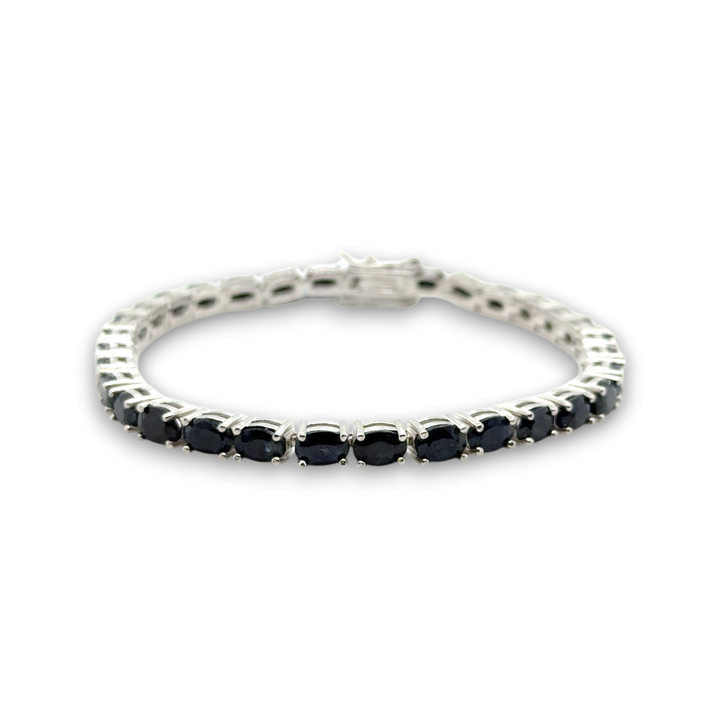 Sterling Silver Oval Sapphire Tennis Bracelet