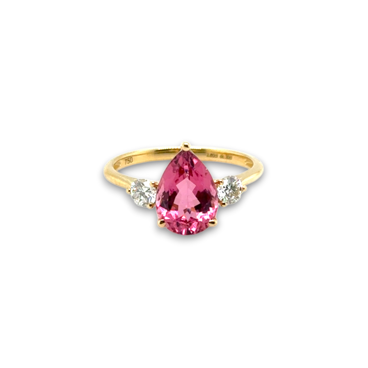 18ct Yellow Gold Pink Tourmaline &amp; Diamond Ring