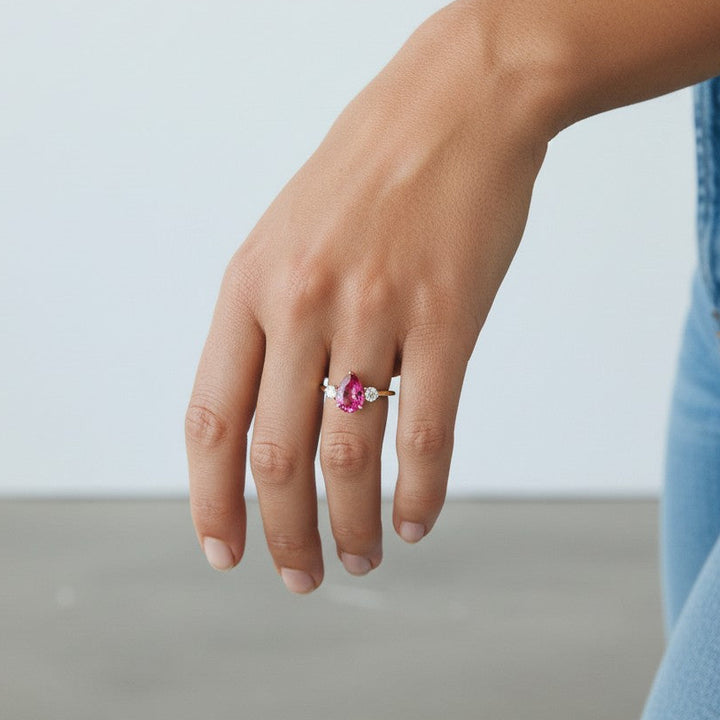 18ct Yellow Gold Pink Tourmaline &amp; Diamond Ring
