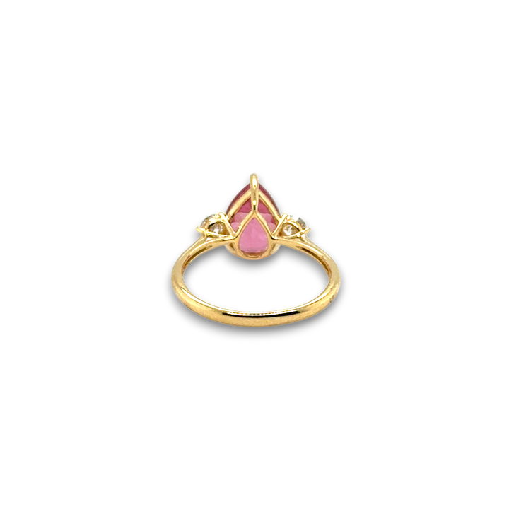 18ct Yellow Gold Pink Tourmaline &amp; Diamond Ring