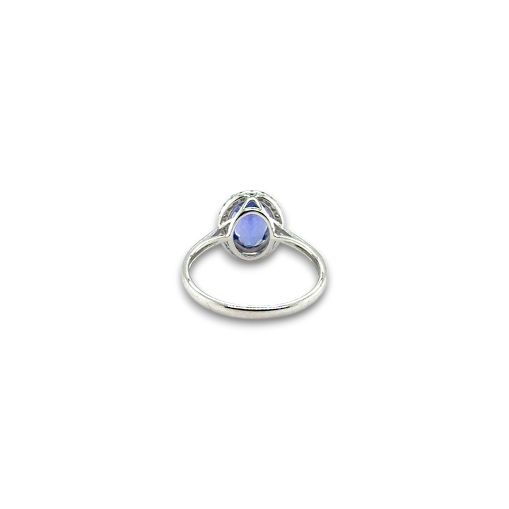 18ct White Gold Tanzanite &amp; Diamond Oval Halo Ring