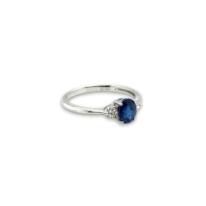 18ct White Gold Ceylon Sapphire &amp; Diamond Ring