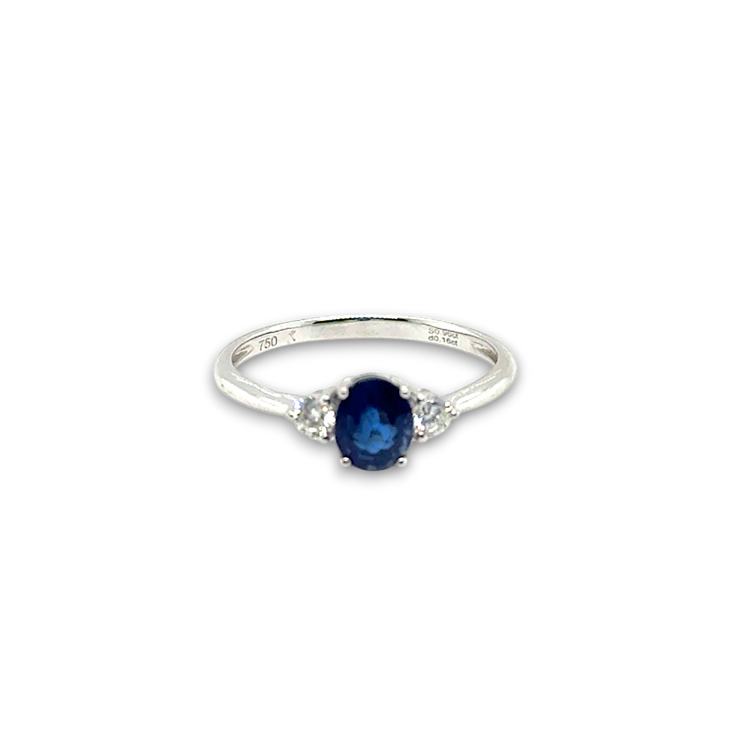 18ct White Gold Ceylon Sapphire &amp; Diamond Ring
