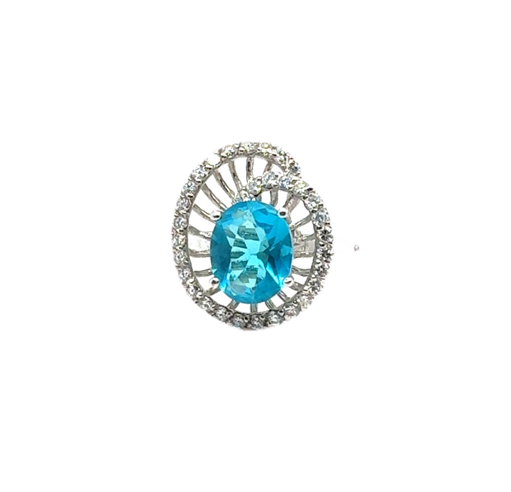 Sterling Silver Blue Stone Fancy Ring