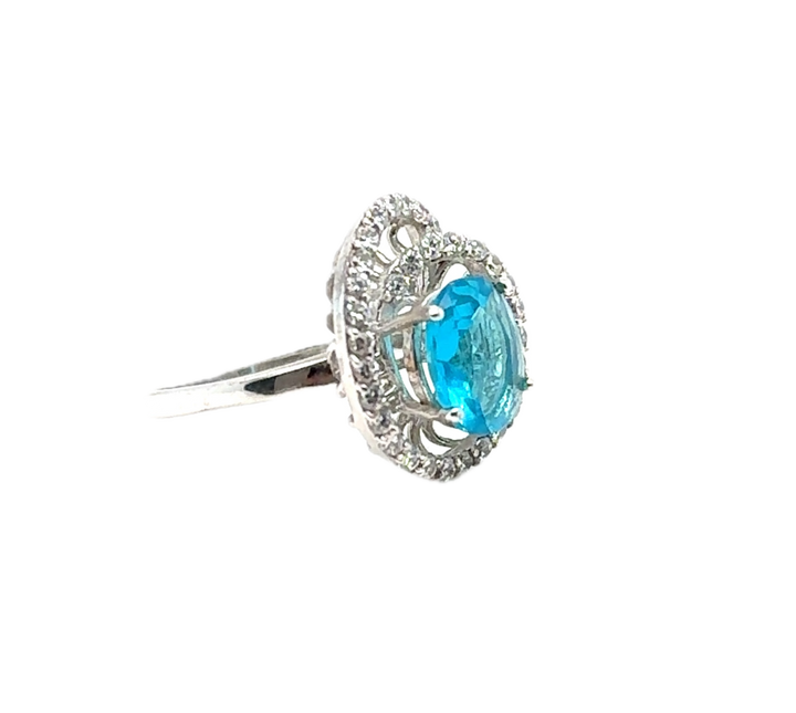Sterling Silver Blue Stone Fancy Ring