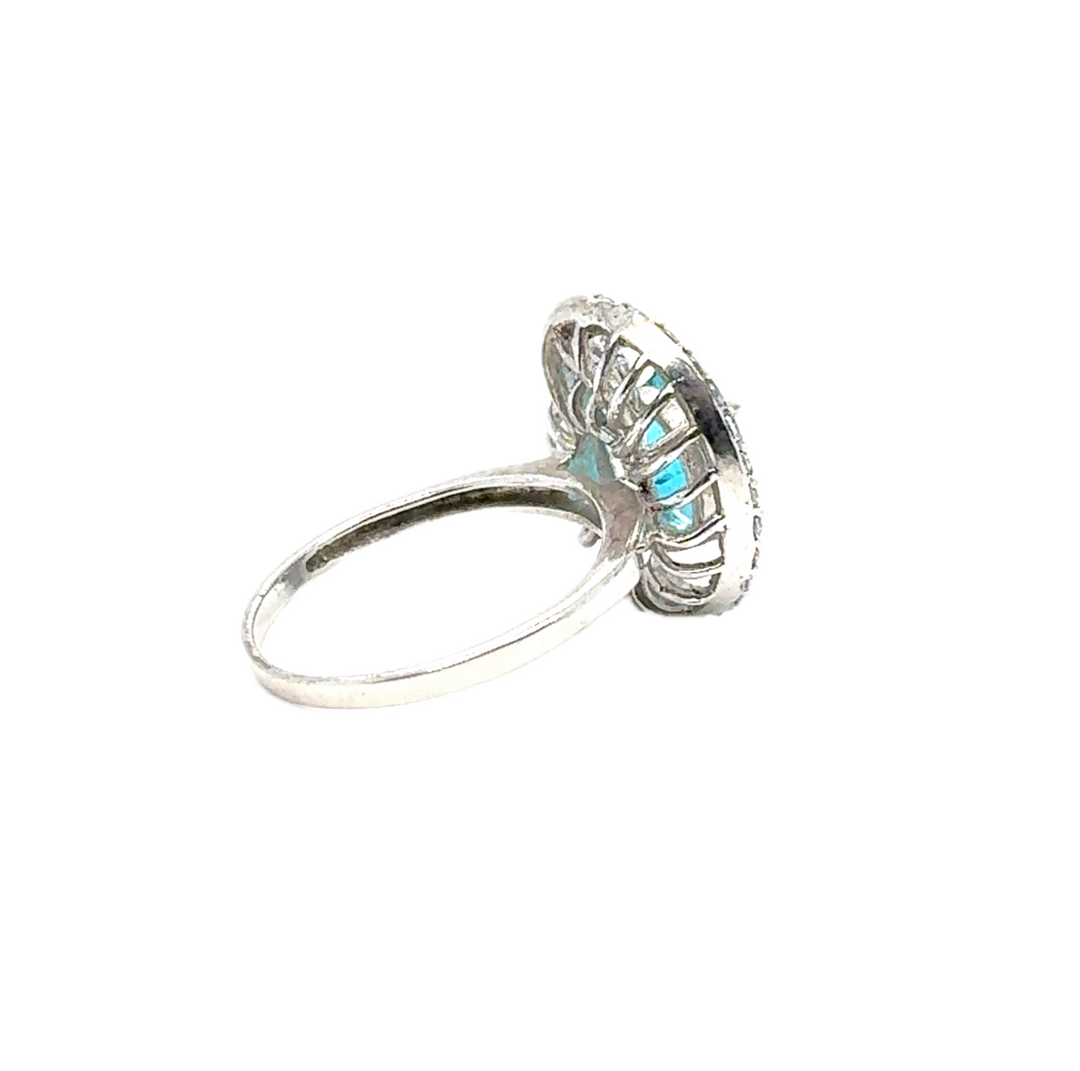 Sterling Silver Blue Stone Fancy Ring