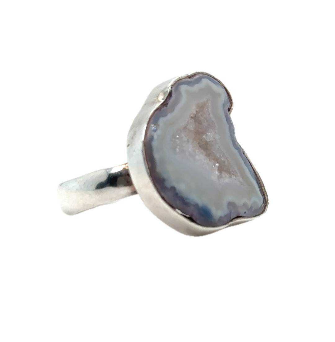 Sterling Silver Blue Blue Agate Ring