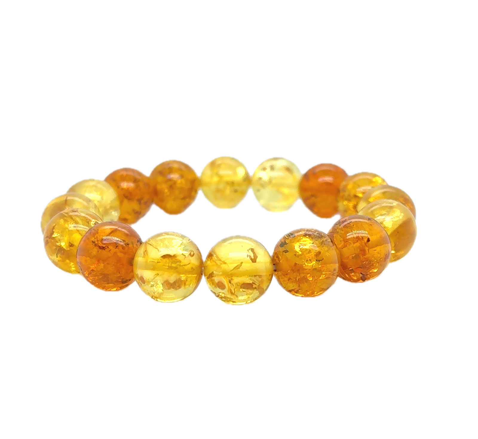 Multi-Coloured Baltic Amber Ball Bracelet LJ9718 - B & S Lyncris Jewellers