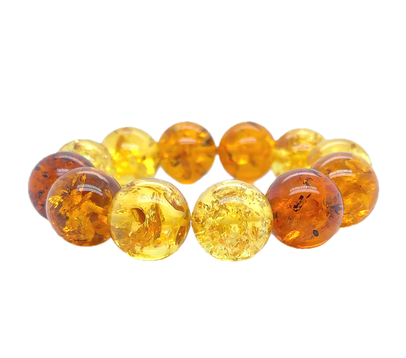 Multi-Coloured Baltic Amber Ball Bracelet LJ9719 - B & S Lyncris Jewellers