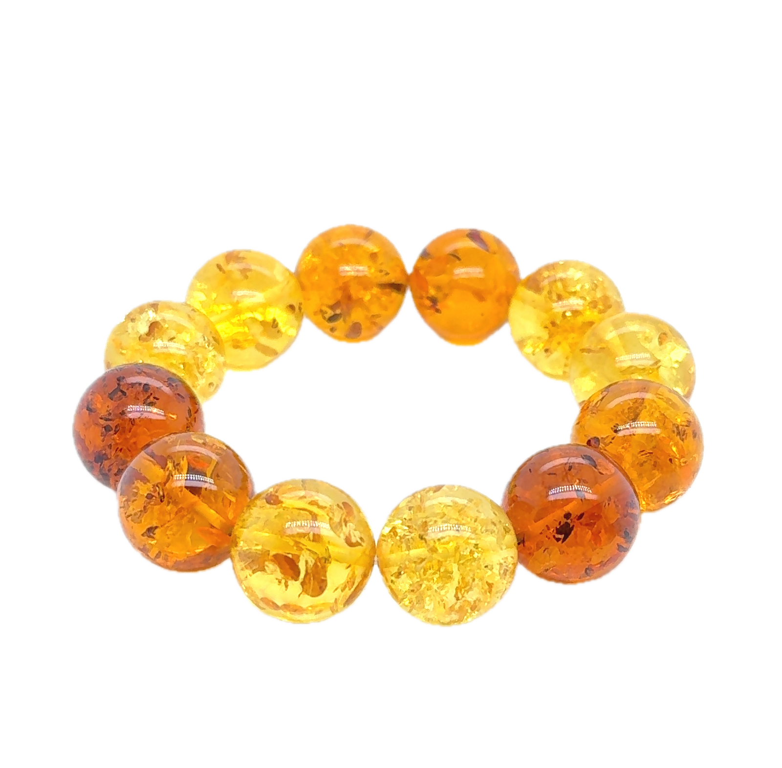 Multi-Coloured Baltic Amber Ball Bracelet LJ9719 - B & S Lyncris Jewellers
