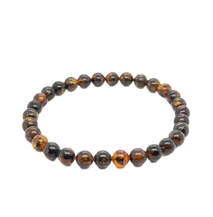 Black &amp; Brown Baltic Amber Ball Bracelet