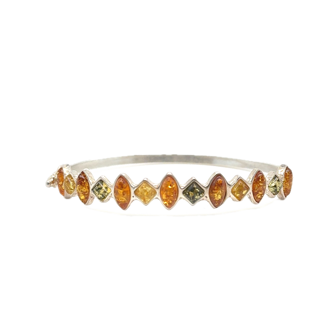 Sterling Silver Baltic Amber Bangle Bracelet