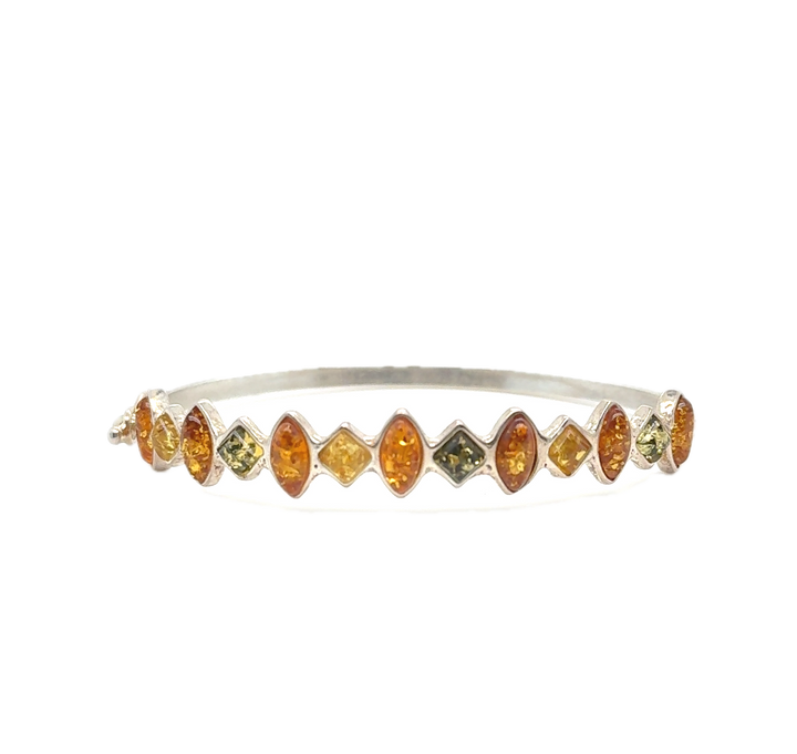 Sterling Silver Baltic Amber Bangle Bracelet
