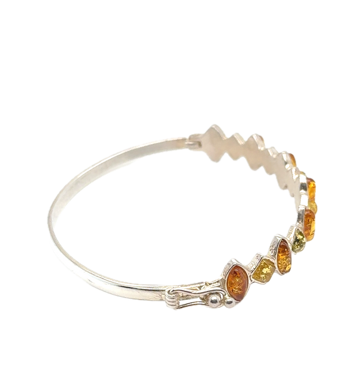 Sterling Silver Baltic Amber Bangle Bracelet