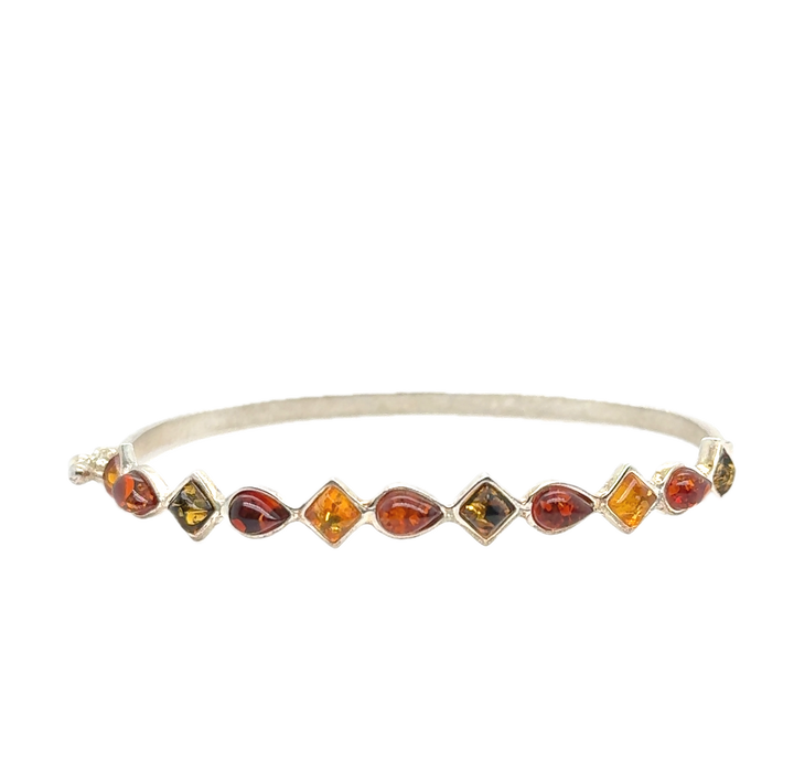 Sterling Silver Baltic Amber Bangle Bracelet