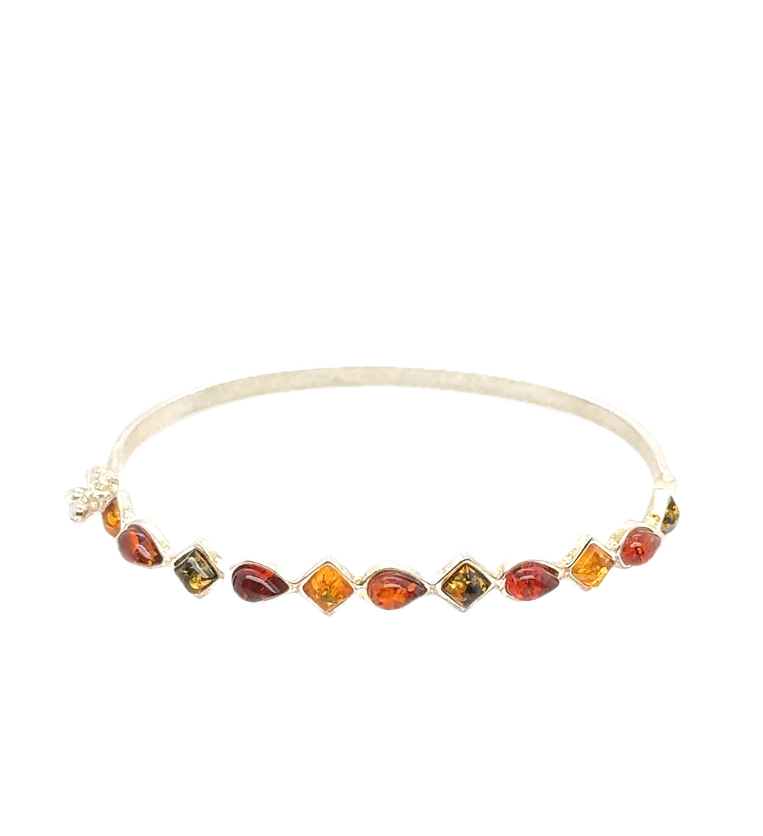 Sterling Silver Baltic Amber Bangle Bracelet