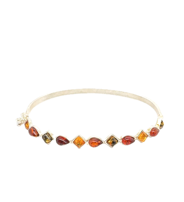 Sterling Silver Baltic Amber Bangle Bracelet